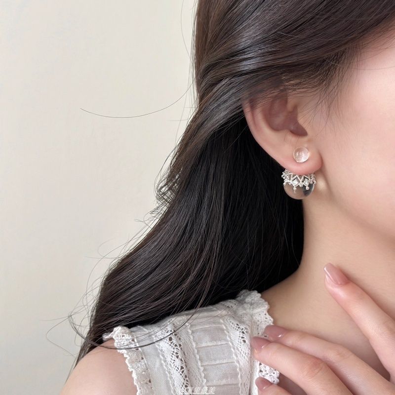 Faux Crown Bead Crystal Jacket Ear