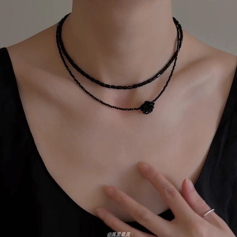 Faux Choker Bead Gemstone Layered