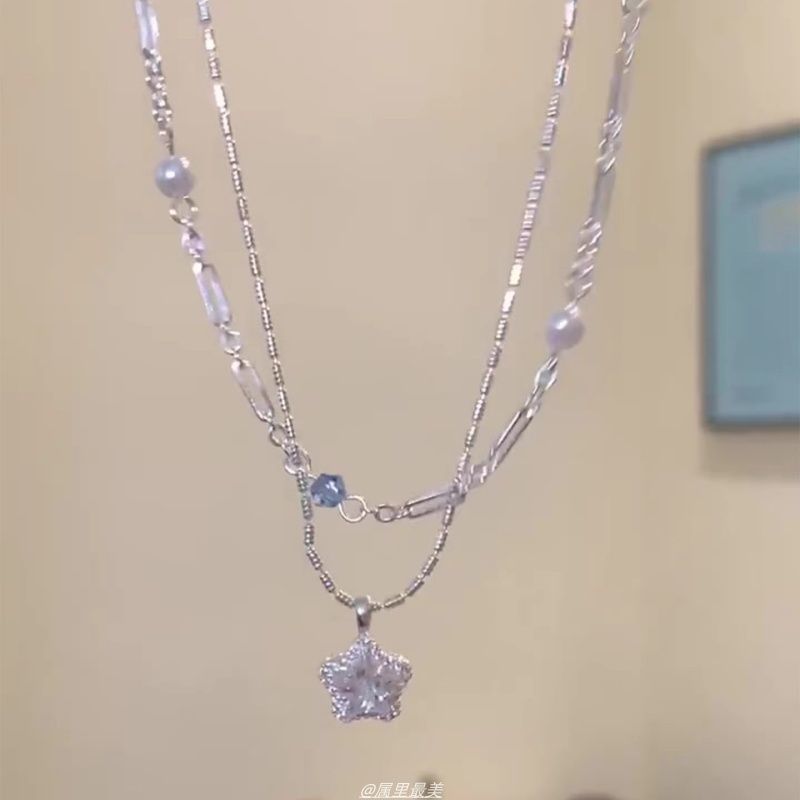 Layered Pendant Alloy Choker Star Faux Crystal
