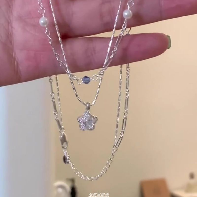 Layered Pendant Alloy Choker Star Faux Crystal