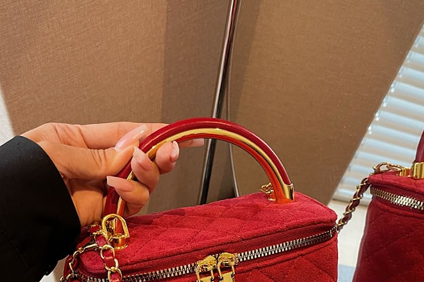 Bag Leather Chain Quilted Strap Crossbody Faux