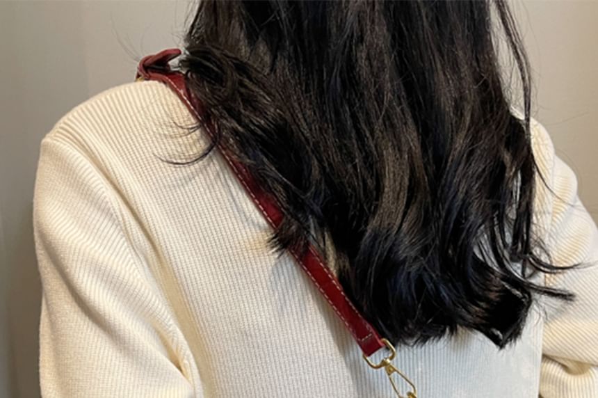 Buckled Crossbody Leather Faux Bag Flap