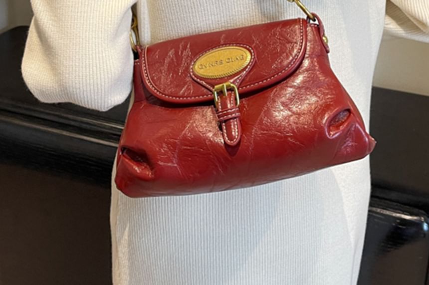 Buckled Crossbody Leather Faux Bag Flap