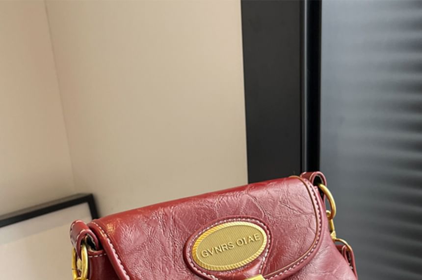 Buckled Crossbody Leather Faux Bag Flap