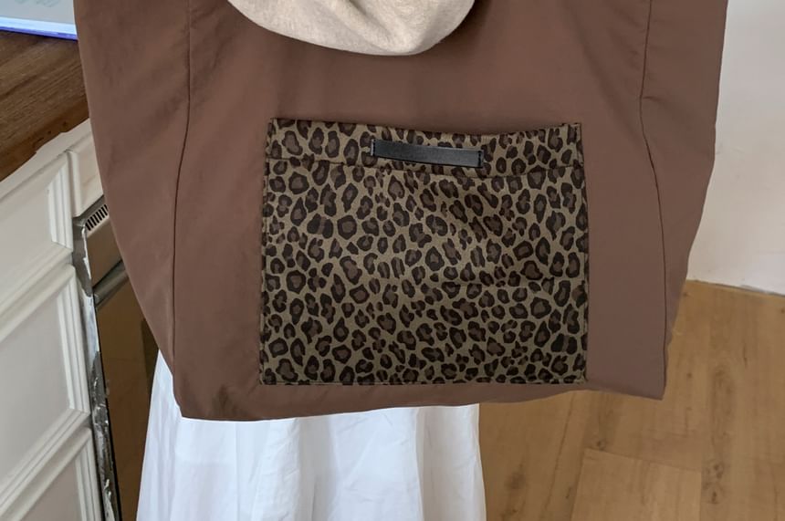 Tote Bag Leopard Panel Print