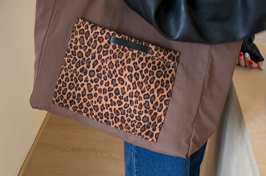 Tote Bag Leopard Panel Print