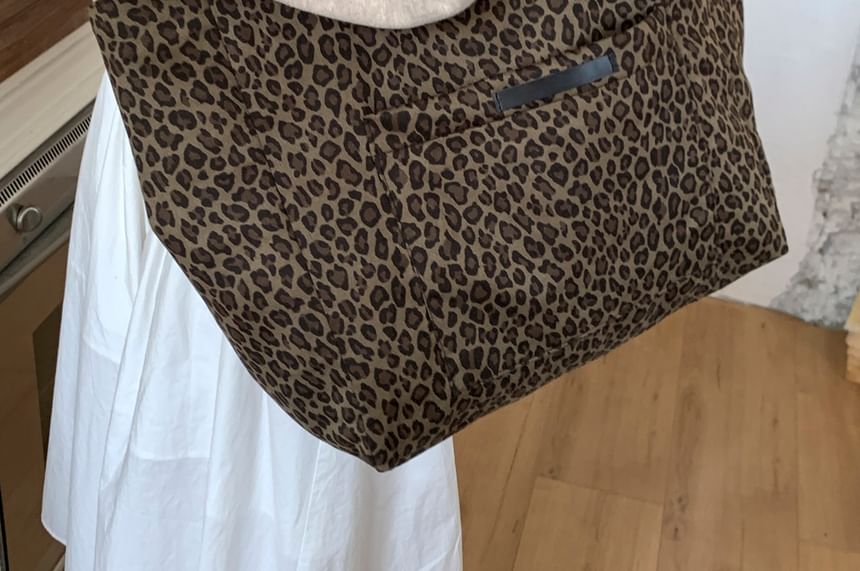 Tote Bag Leopard Panel Print
