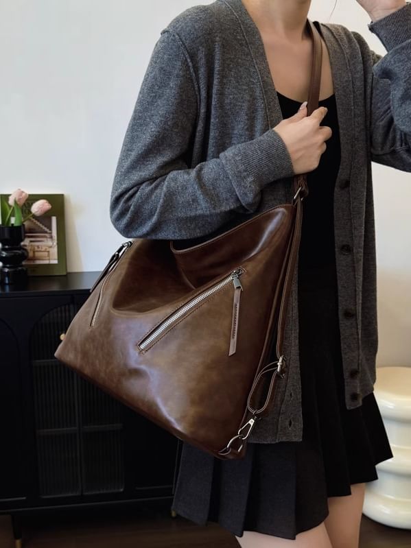 Backpack Faux Zip Leather Tote