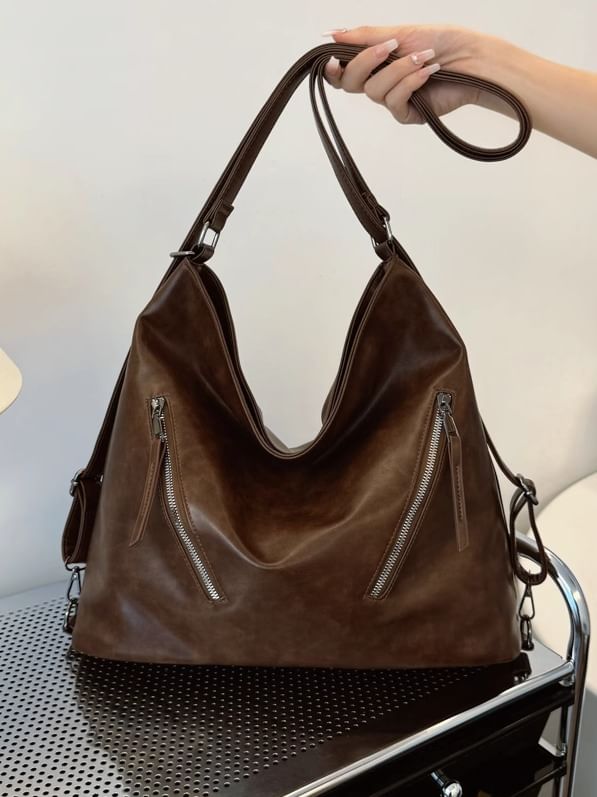 Backpack Faux Zip Leather Tote