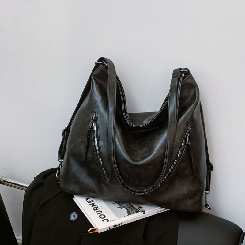 Backpack Faux Zip Leather Tote