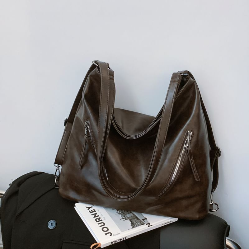 Backpack Faux Zip Leather Tote