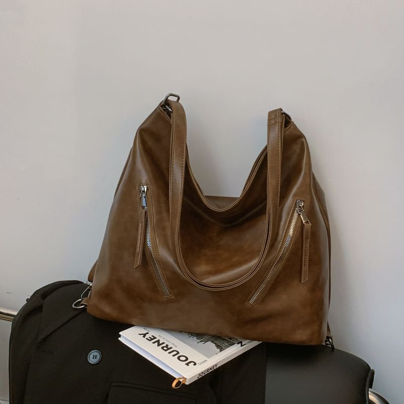 Backpack Faux Zip Leather Tote