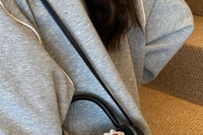 Bag Crossbody Top Flap Plaid Handle Heart Applique