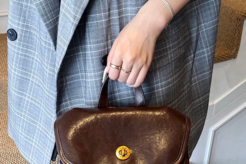 Backpack Buckle Flap Faux Leather