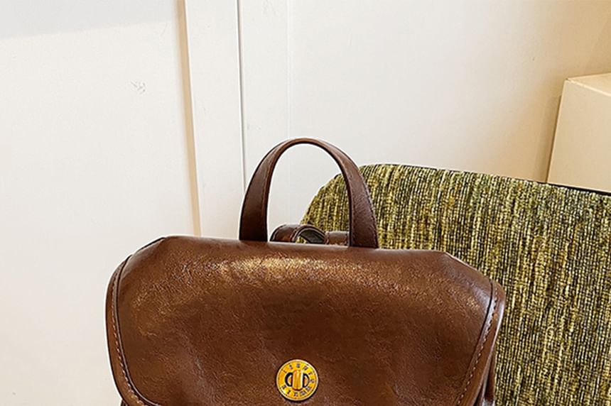 Backpack Buckle Flap Faux Leather