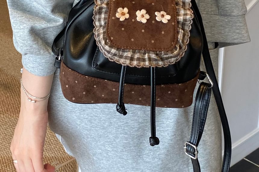 Dotted Ruffle Floral Small Backpack Panel