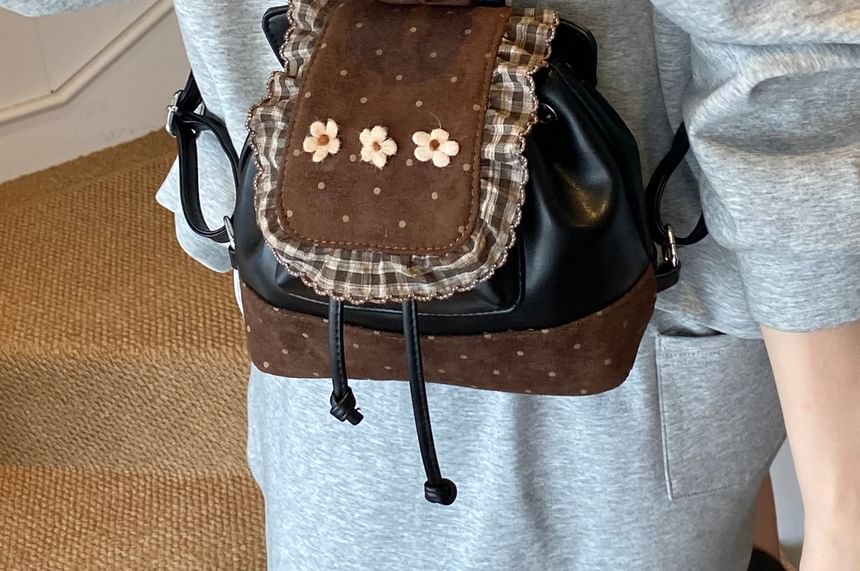 Dotted Ruffle Floral Small Backpack Panel