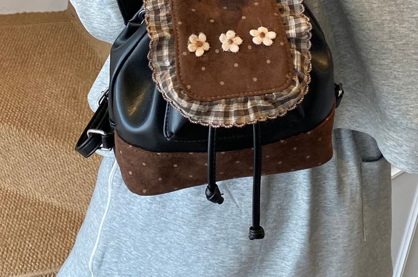 Dotted Ruffle Floral Small Backpack Panel