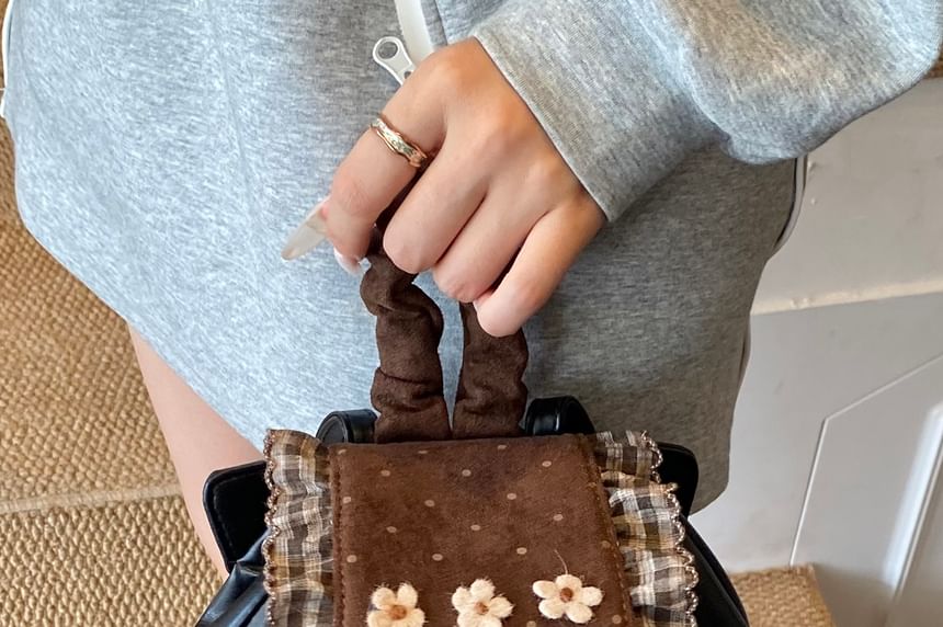 Dotted Ruffle Floral Small Backpack Panel