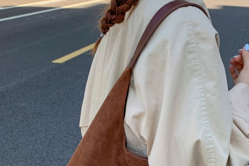 Pouch Tote With Suede Bag Faux