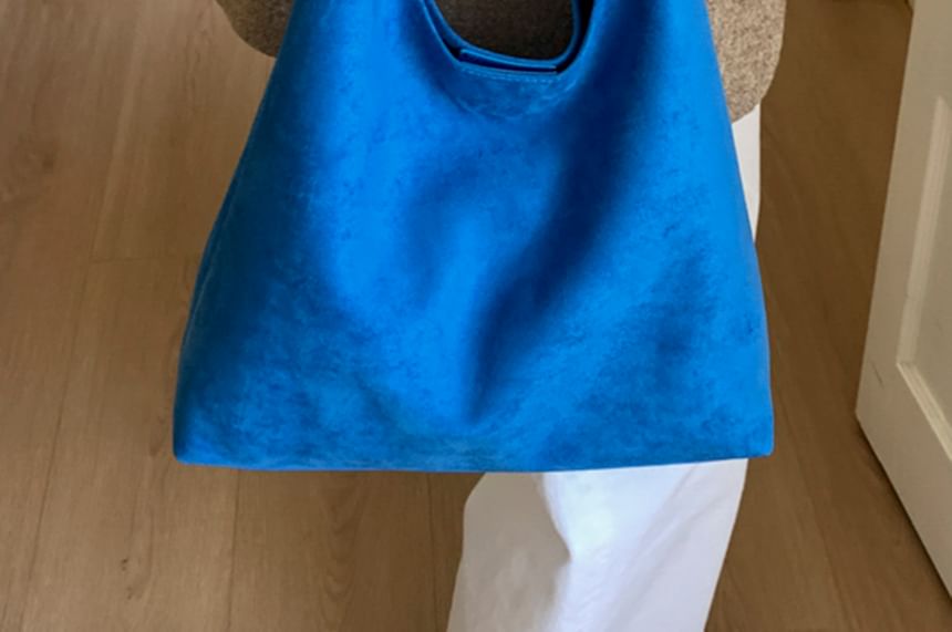 Pouch Tote With Suede Bag Faux