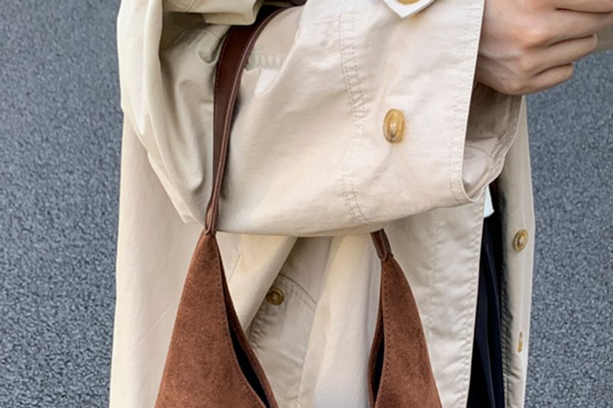 Pouch Tote With Suede Bag Faux