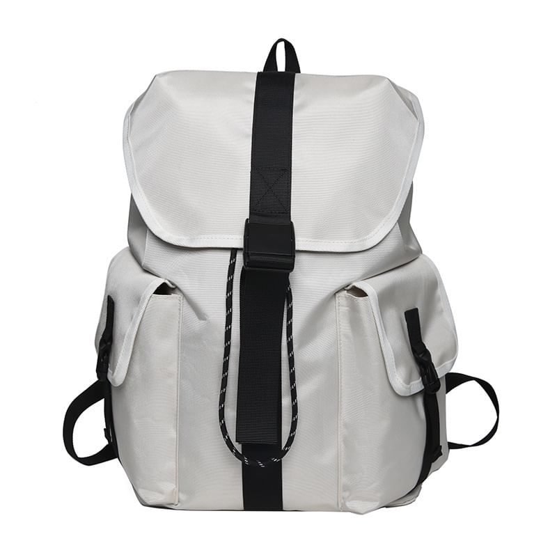 Drawstring Backpack Buckled Nylon Plain Unisex