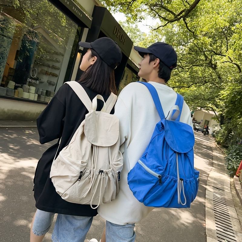 Nylon Drawstring Backpack Plain Unisex