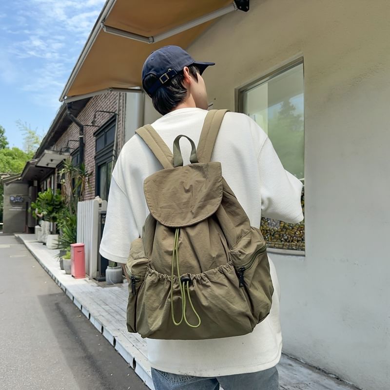 Nylon Drawstring Backpack Plain Unisex