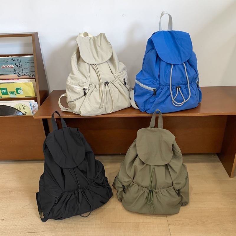 Nylon Drawstring Backpack Plain Unisex