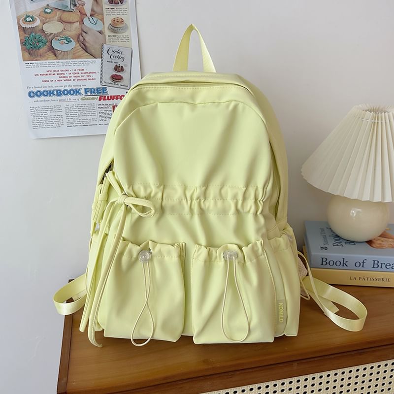 Bow Nylon Backpack Plain Drawstring