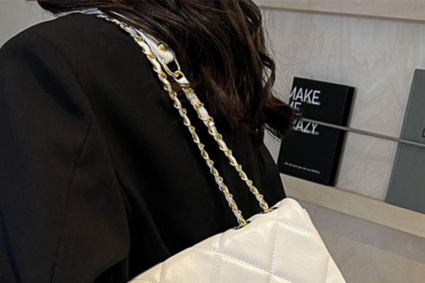 Faux Flap Plain Bag Leather Quilted Crossbody