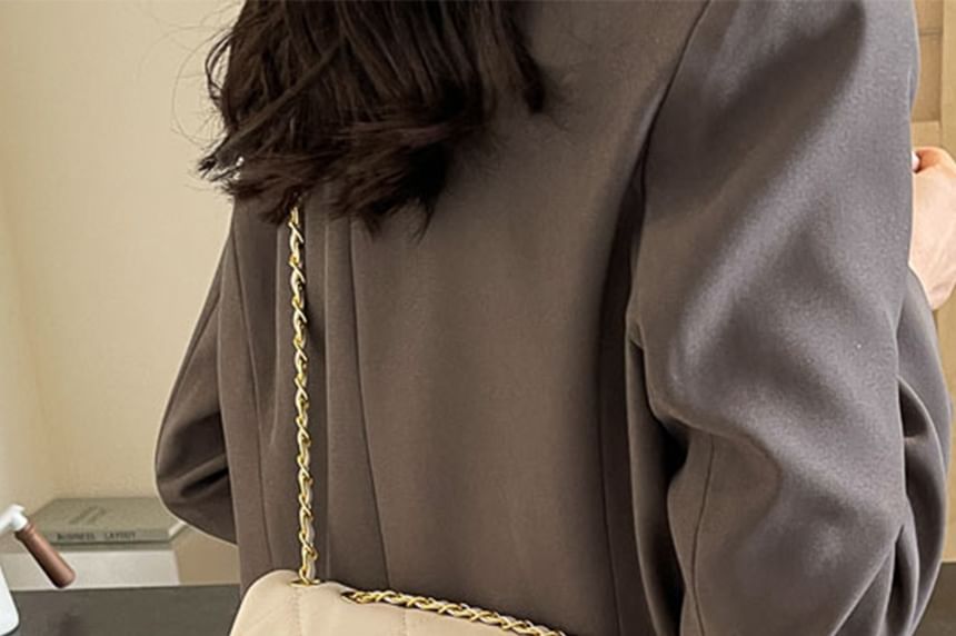 Faux Flap Plain Bag Leather Quilted Crossbody