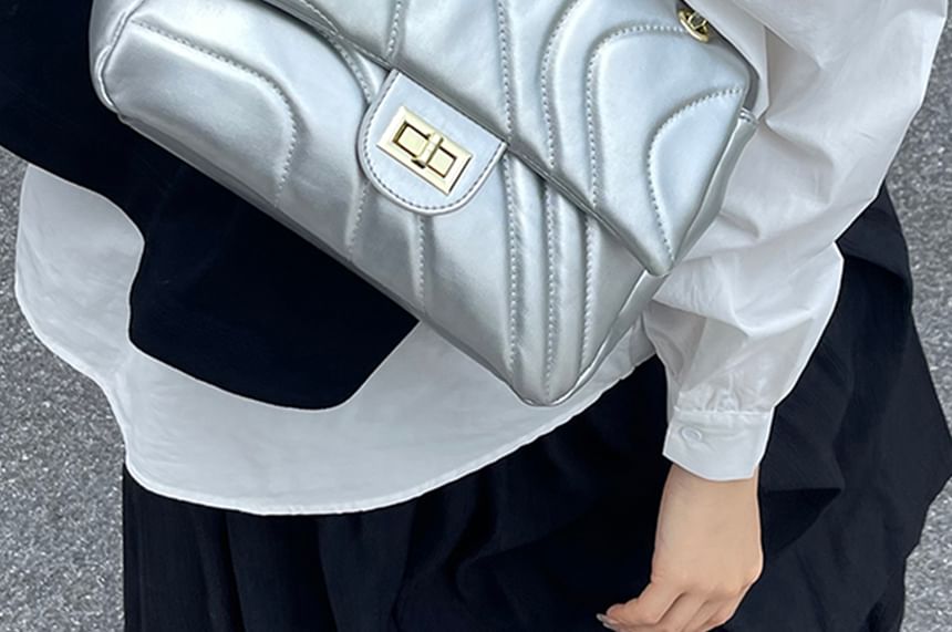 Quilted Flap Bag Crossbody Plain Faux Leather