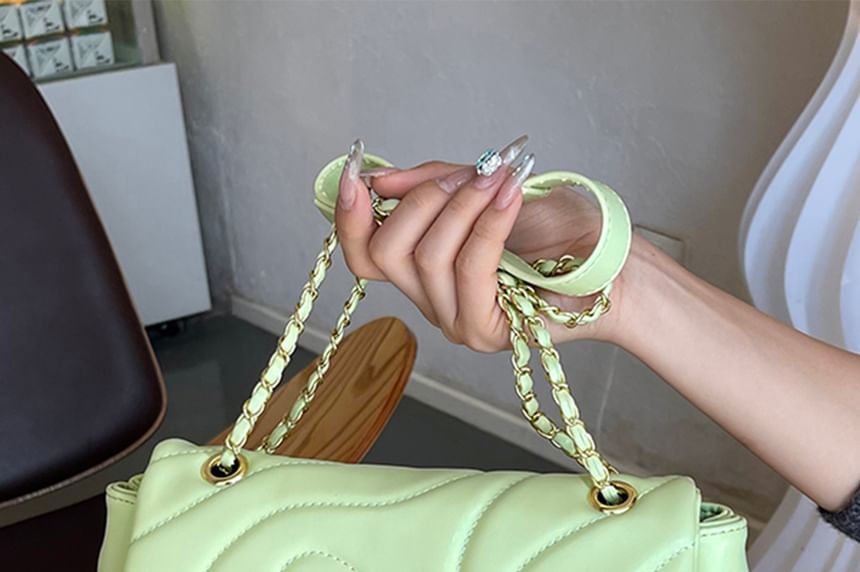 Quilted Flap Bag Crossbody Plain Faux Leather