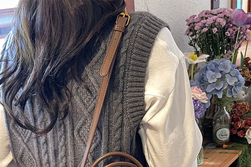 Handle Top Bag Crossbody Suede Pouch With Faux Plain