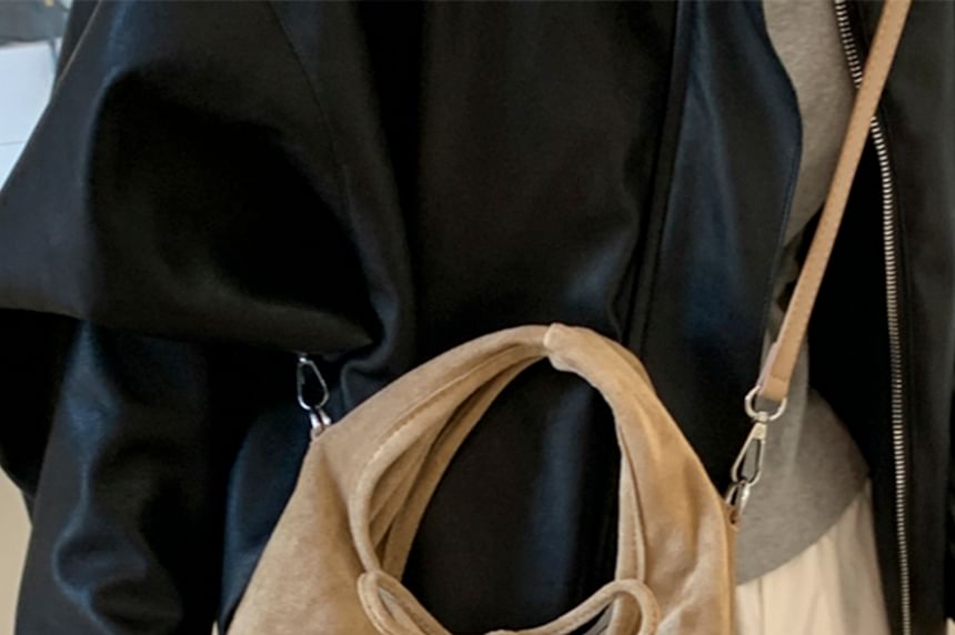 Handle Crossbody Bag Plain Top Suede Faux