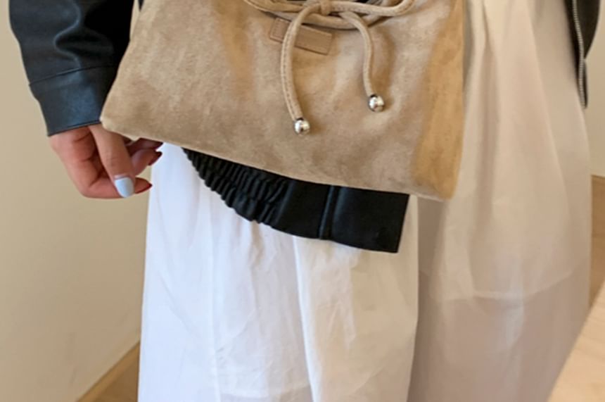 Handle Crossbody Bag Plain Top Suede Faux