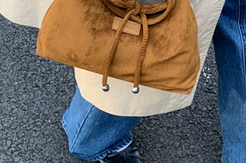 Handle Crossbody Bag Plain Top Suede Faux