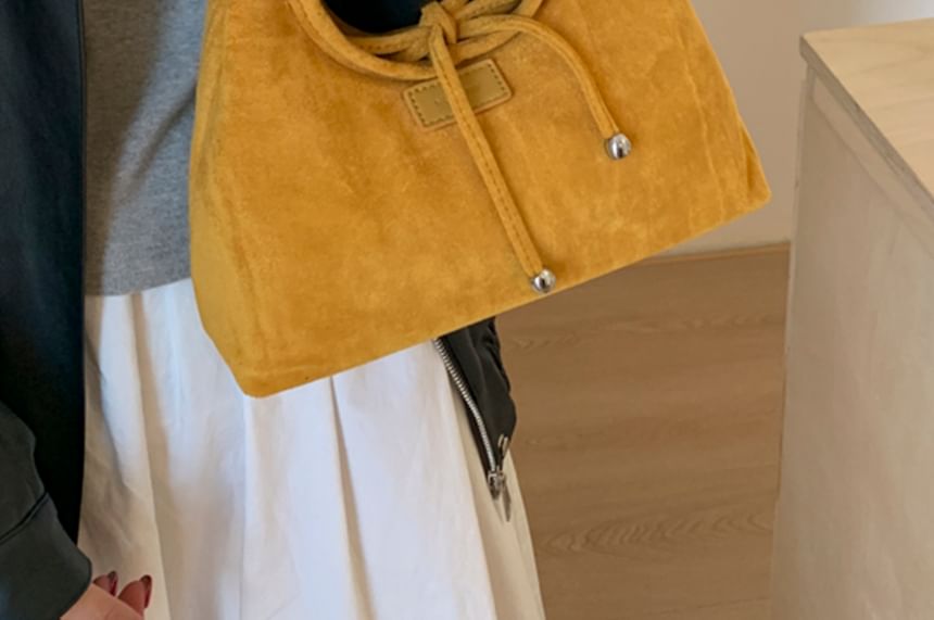 Handle Crossbody Bag Plain Top Suede Faux