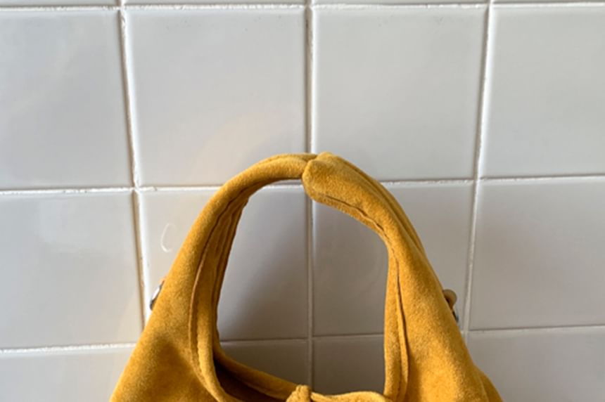 Handle Crossbody Bag Plain Top Suede Faux