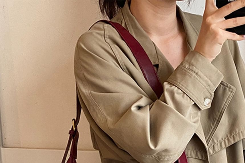 With Plain Charm Leather Bag Crossbody Faux