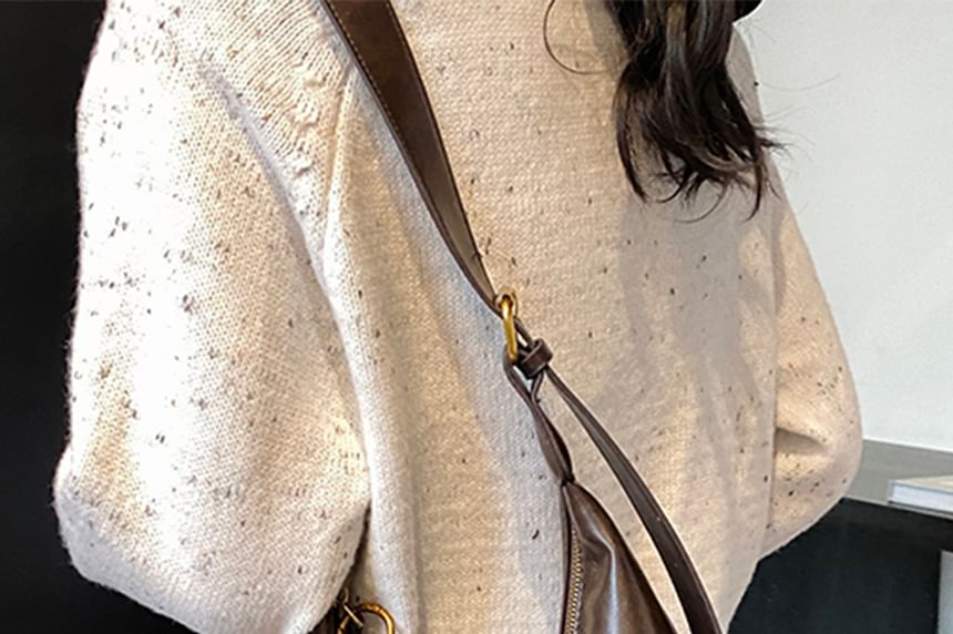 With Plain Charm Leather Bag Crossbody Faux