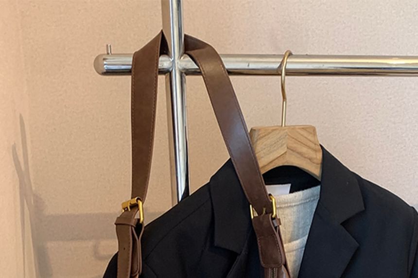 With Plain Charm Leather Bag Crossbody Faux