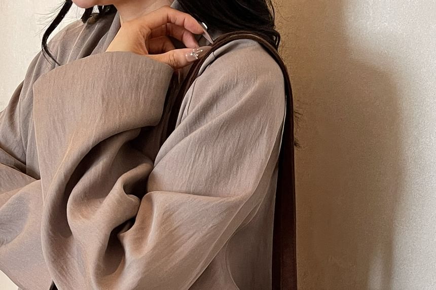 Suede Bag Tote Plain Drawstring Faux