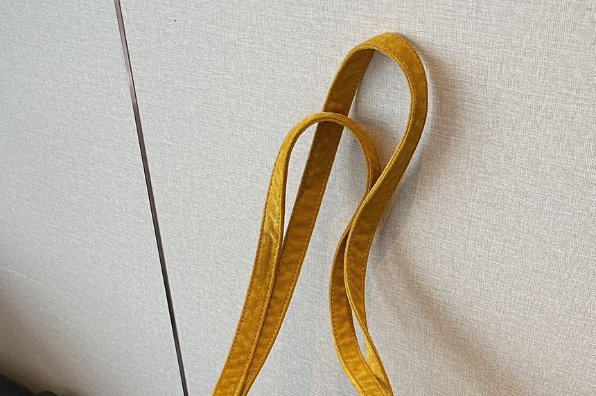 Suede Bag Tote Plain Drawstring Faux