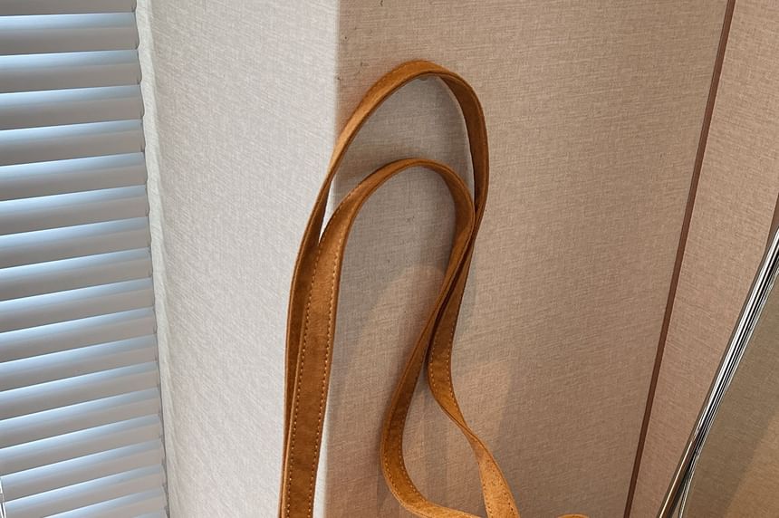 Suede Bag Tote Plain Drawstring Faux
