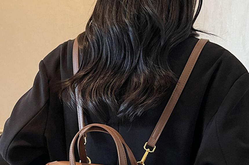 Flap Faux Backpack Leather