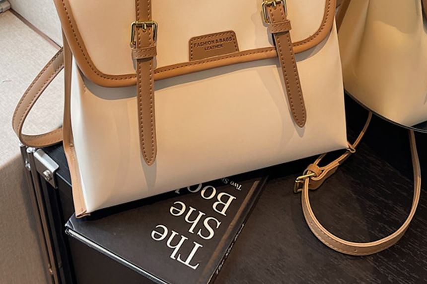 Flap Faux Backpack Leather