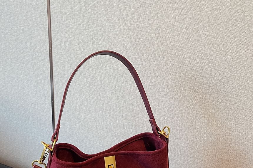 With Fringe Plain Crossbody Pouch Bag Faux Suede